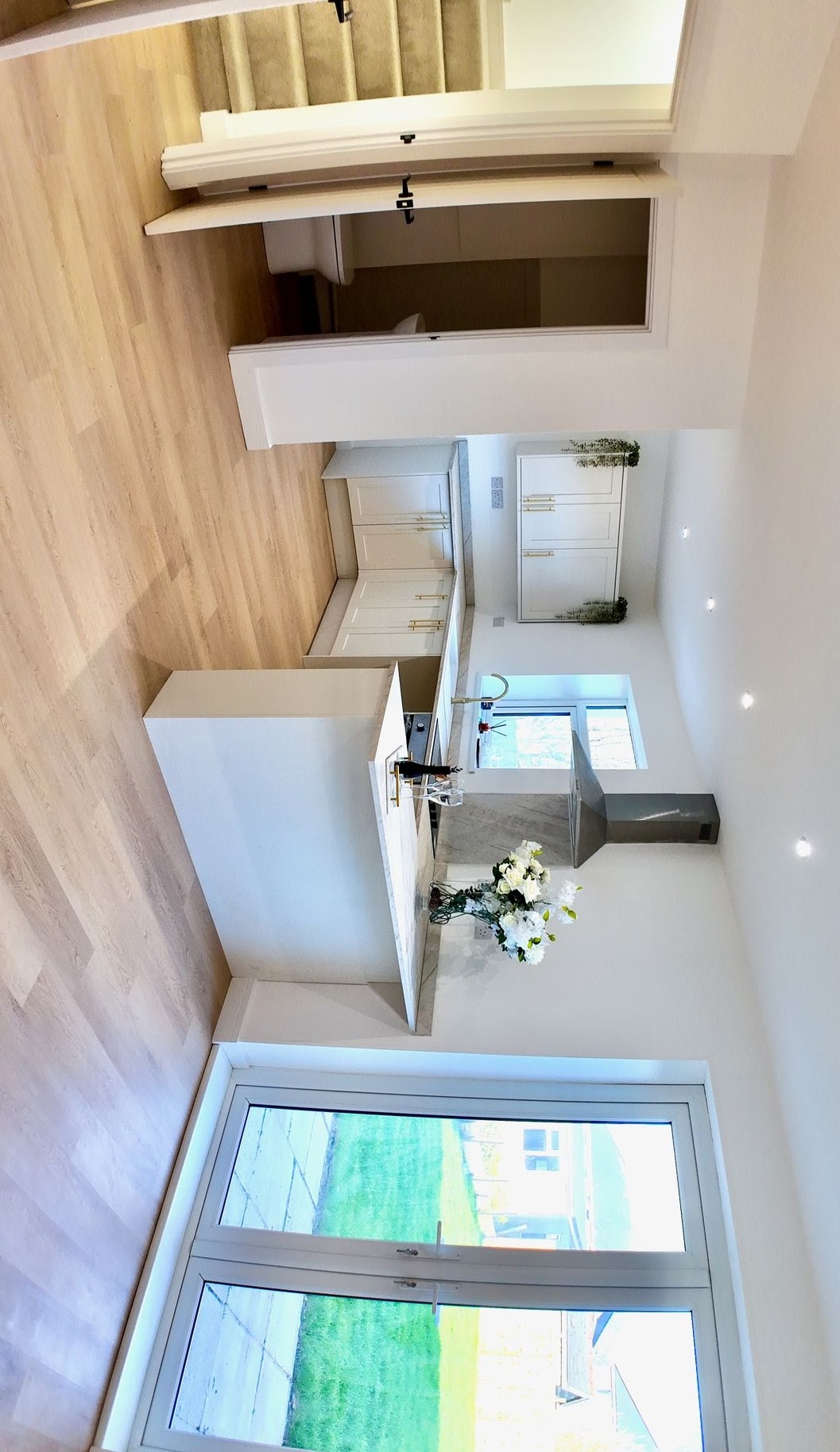 Open plan kitchen diner after renovation
